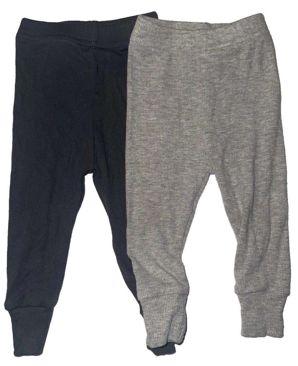 Little Bipsy Jogger Pants 6-12M Gray Ribbed Cotton Baby Boutique Lot 2